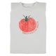 Sleeveless t-shirt w/ shoulder pads | Light grey  w/ "tomato" print