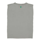 Sleeveless t-shirt w/ shoulder pads | Grey w/ "l´amour" print
