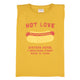 Sleeveless t-shirt w/ shoulder pads | Mustard  w/ "hot dog" print