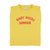 Sleeveless t-shirt w/ shoulder pads | yellow  w/ "baby needs summer" print