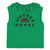 Sleeveless t-shirt w/ tulle collar | Green  w/ "late check out" print