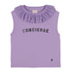 Sleeveless t-shirt w/ tulle collar | Light purple  w/ "Concierge" print