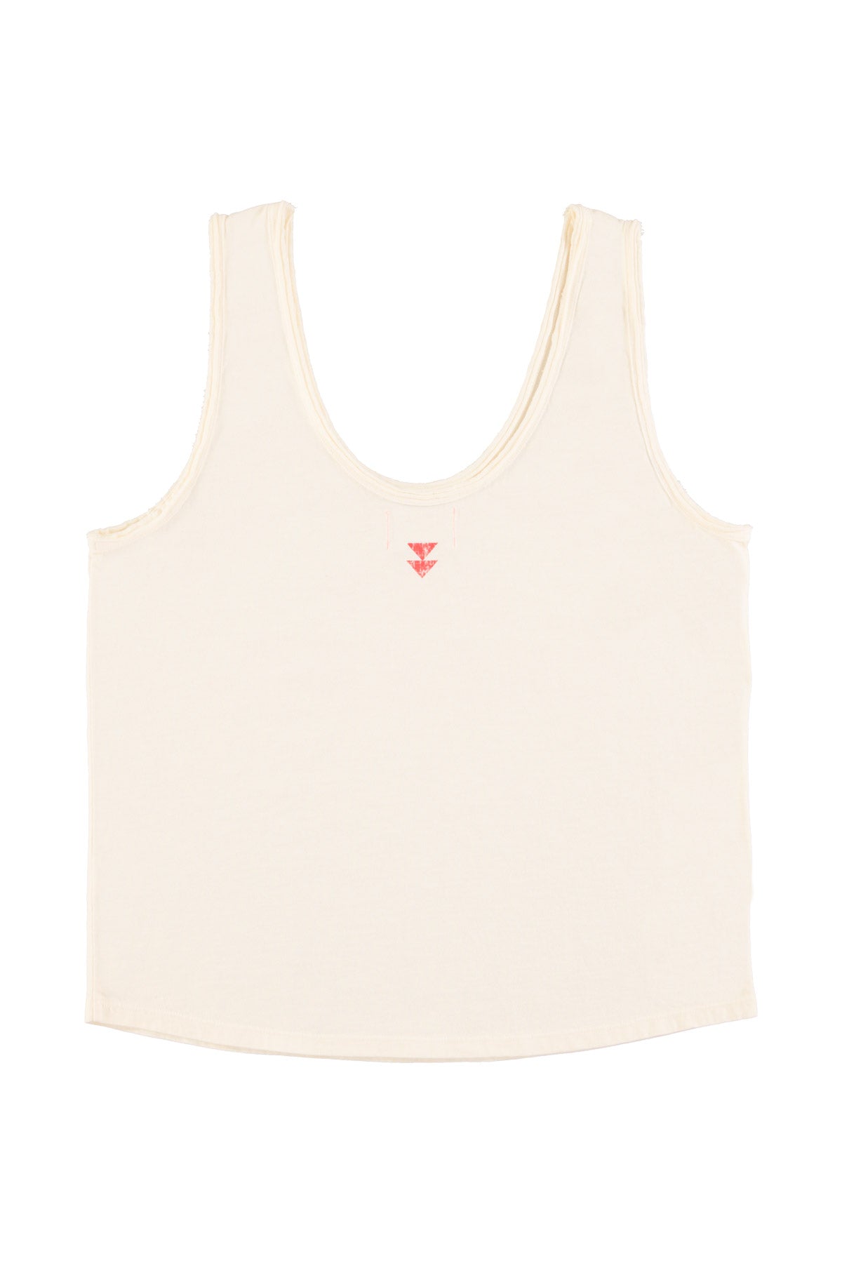 Sleeveless top w/ v-neck | Ecru w/ "say cheese" print