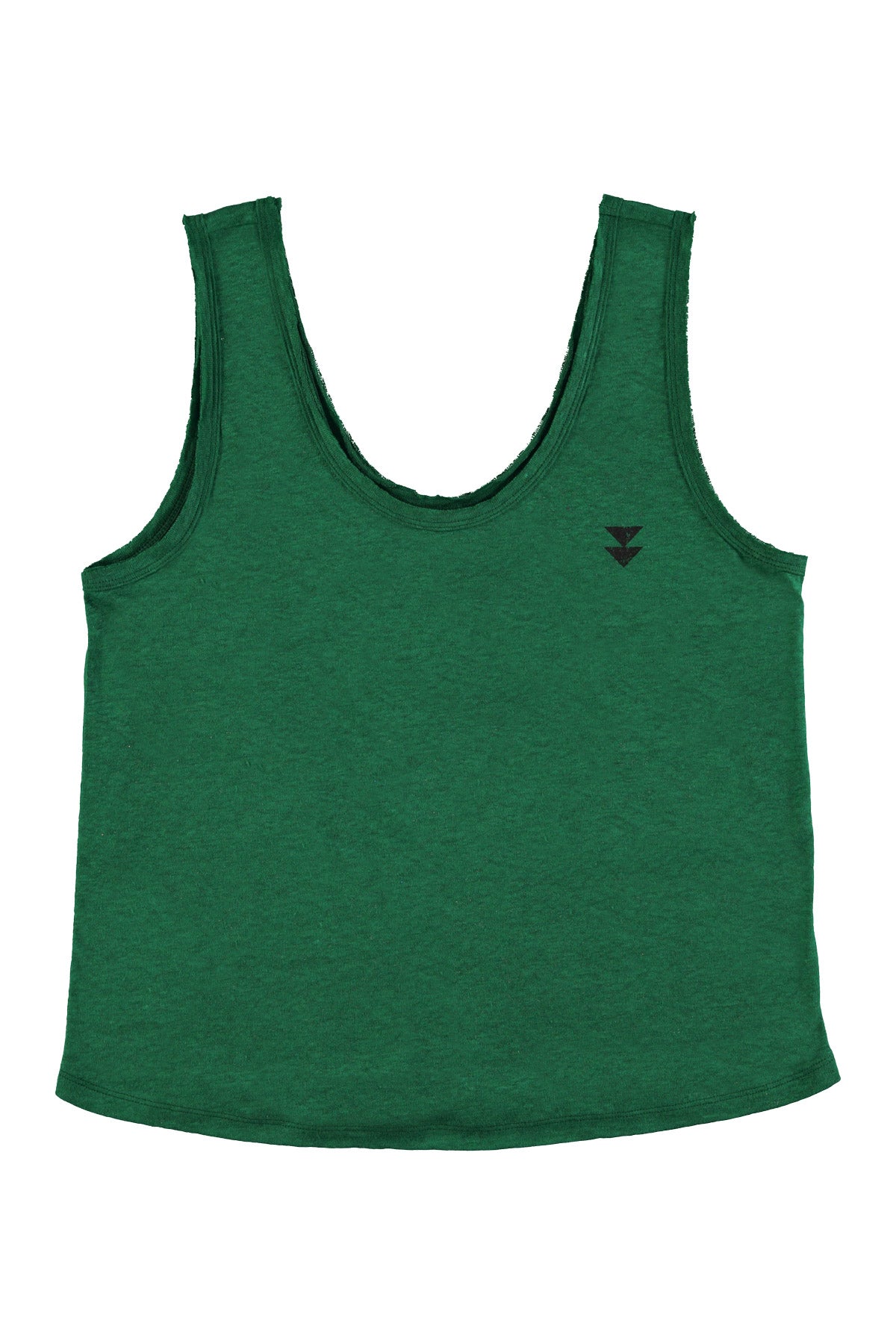 Sleeveless top w/ v-neck | Green linen