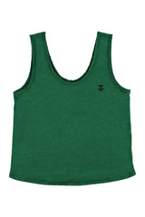 Sleeveless top w/ v-neck | Green linen