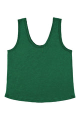 Sleeveless top w/ v-neck | Green linen