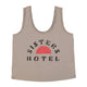 Sleeveless top w/ v-neck | Grey w/ "sisters hotel" print