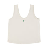 Sleeveless top w/ v-neck | Light grey w/ red apple print