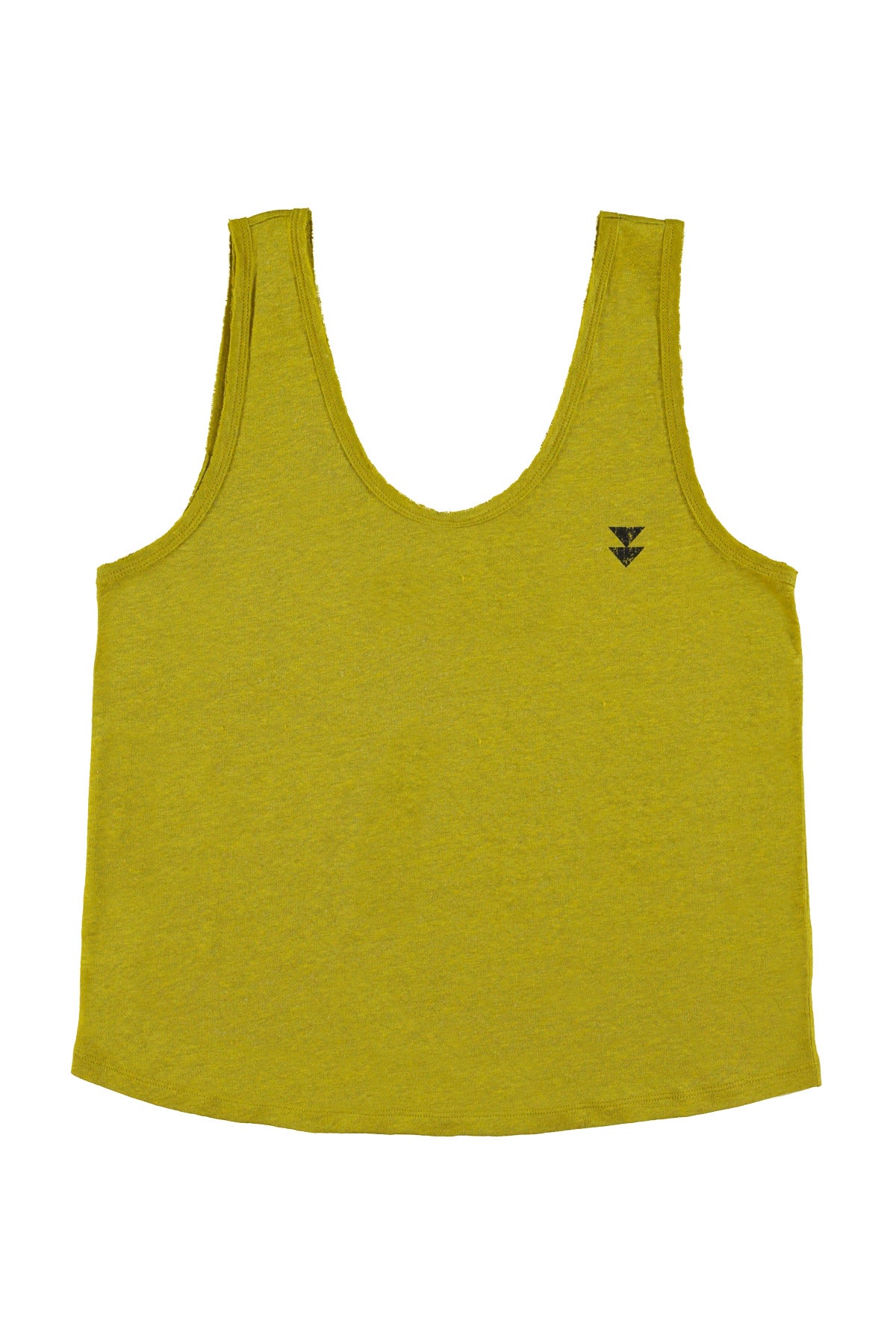 Sleeveless top w/ v-neck | Olive green linen