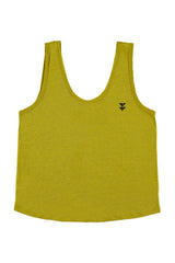 Sleeveless top w/ v-neck | Olive green linen