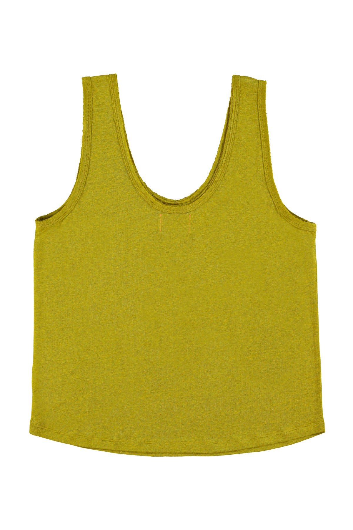 Sleeveless top w/ v-neck | Olive green linen