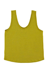 Sleeveless top w/ v-neck | Olive green linen
