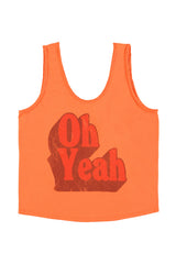 Sleeveless top w/ v-neck | Orange w/ "oh yeah" print