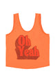 Sleeveless top w/ v-neck | Orange w/ "oh yeah" print