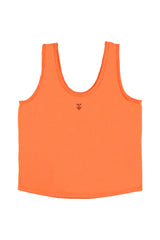 Sleeveless top w/ v-neck | Orange w/ "oh yeah" print
