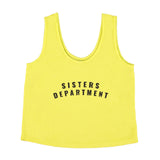 Sleeveless top w/ v-neck | Lime w/ "sisters department" print