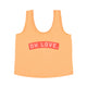 Sleeveless top w/ v-neck | orange w/ "oh love" print