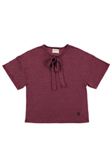 T-shirt w/ short sleeves | Aubergine linen
