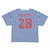 T-shirt w/ short sleeves | Blue & ecru stripes w/ "28" print