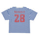 T-shirt w/ short sleeves | Blue & ecru stripes w/ "28" print