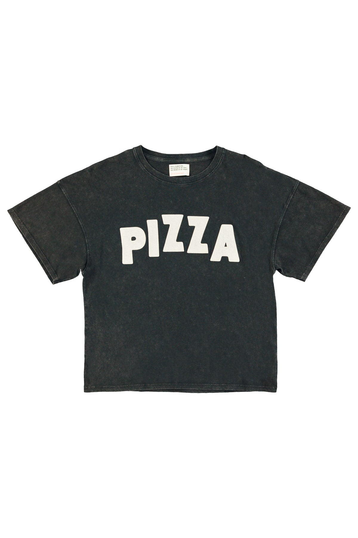 T-shirt w/ short sleeves | Faded black w/ "pizza" print