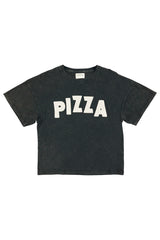 T-shirt w/ short sleeves | Faded black w/ "pizza" print