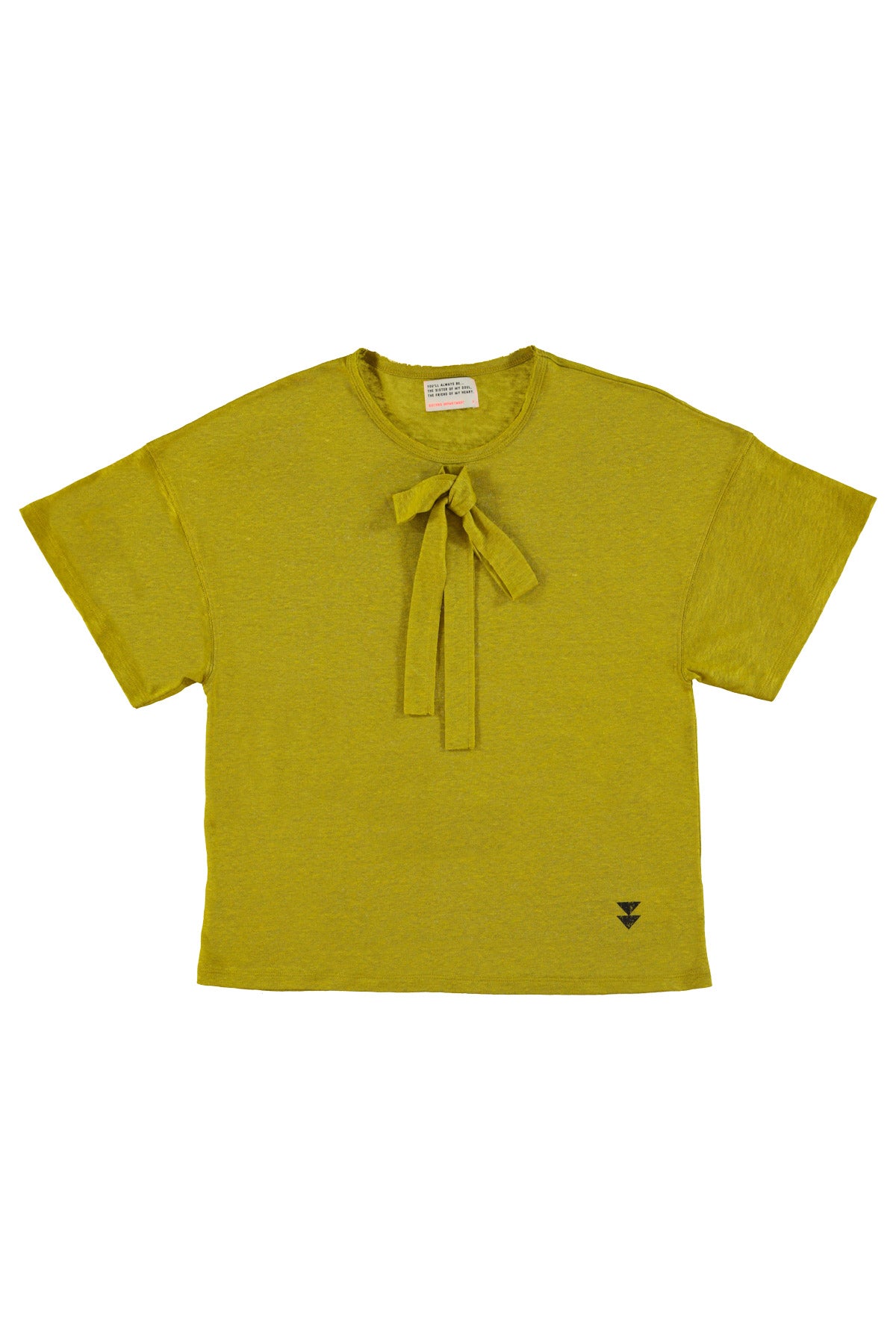 T-shirt w/ short sleeves | Olive green linen