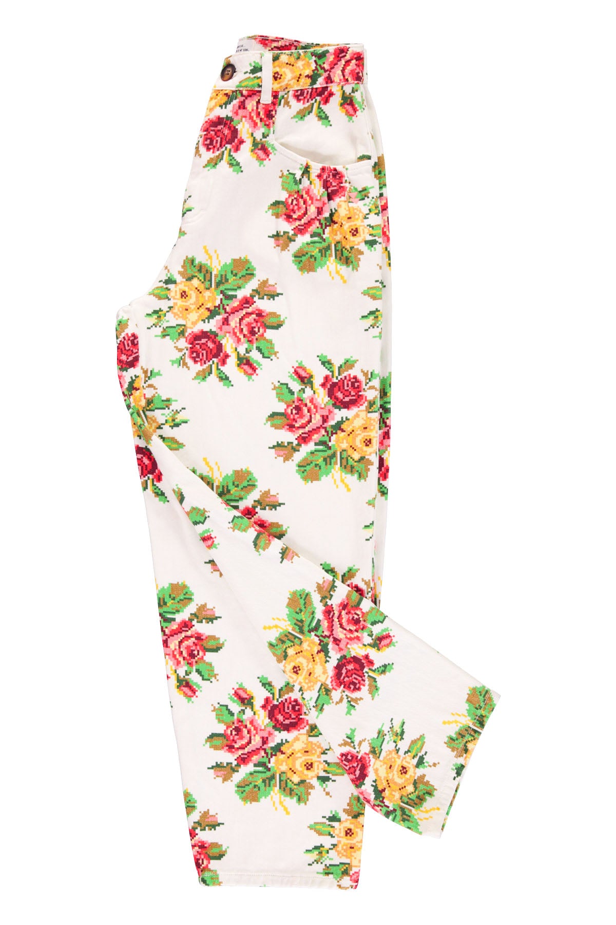 Trousers | Ecru w/ multicolor flowers