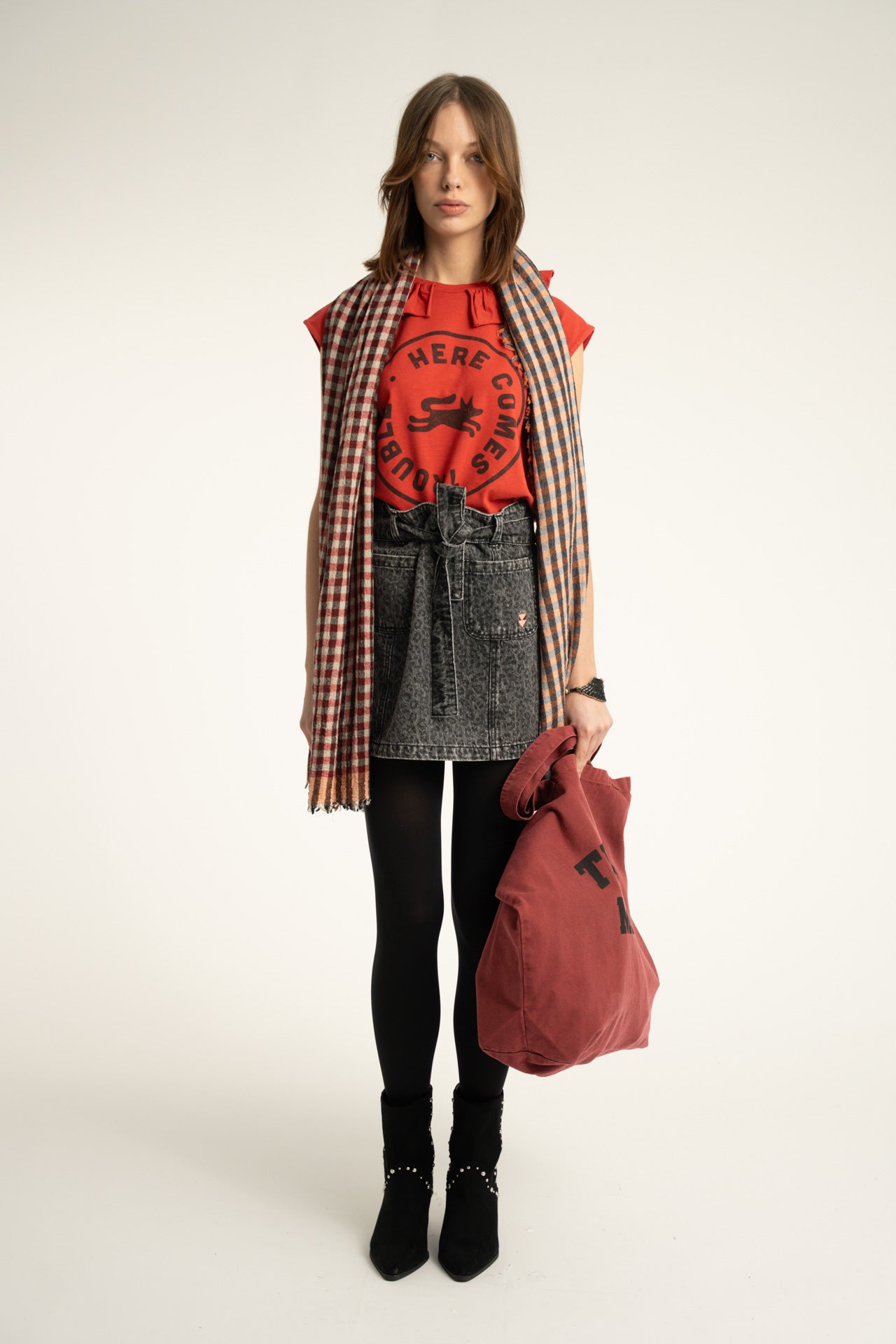 XL bag | Bordeaux w/ "double trouble" print