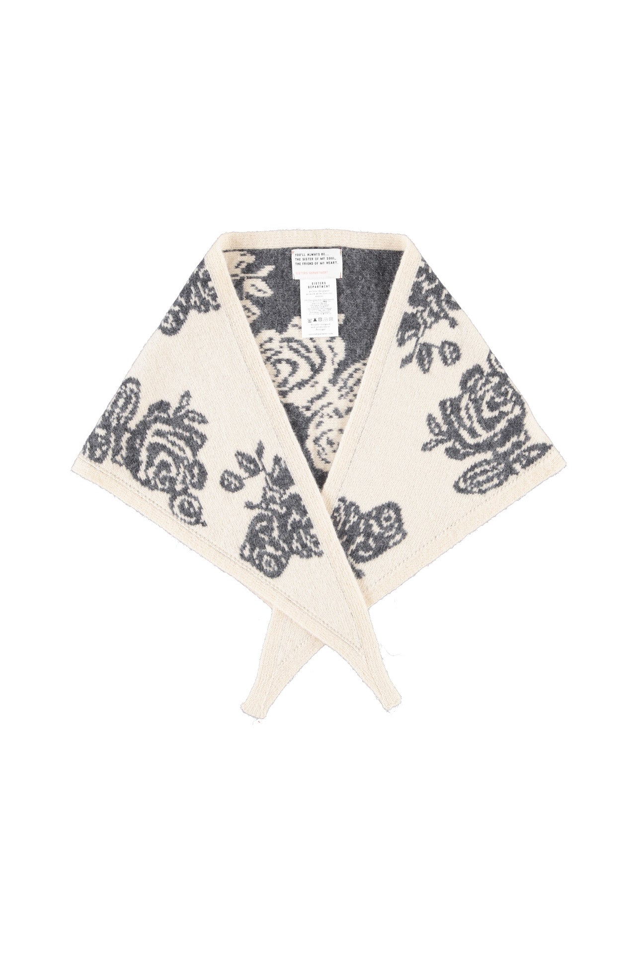 Knitted bandana | Ecru w/ flowers