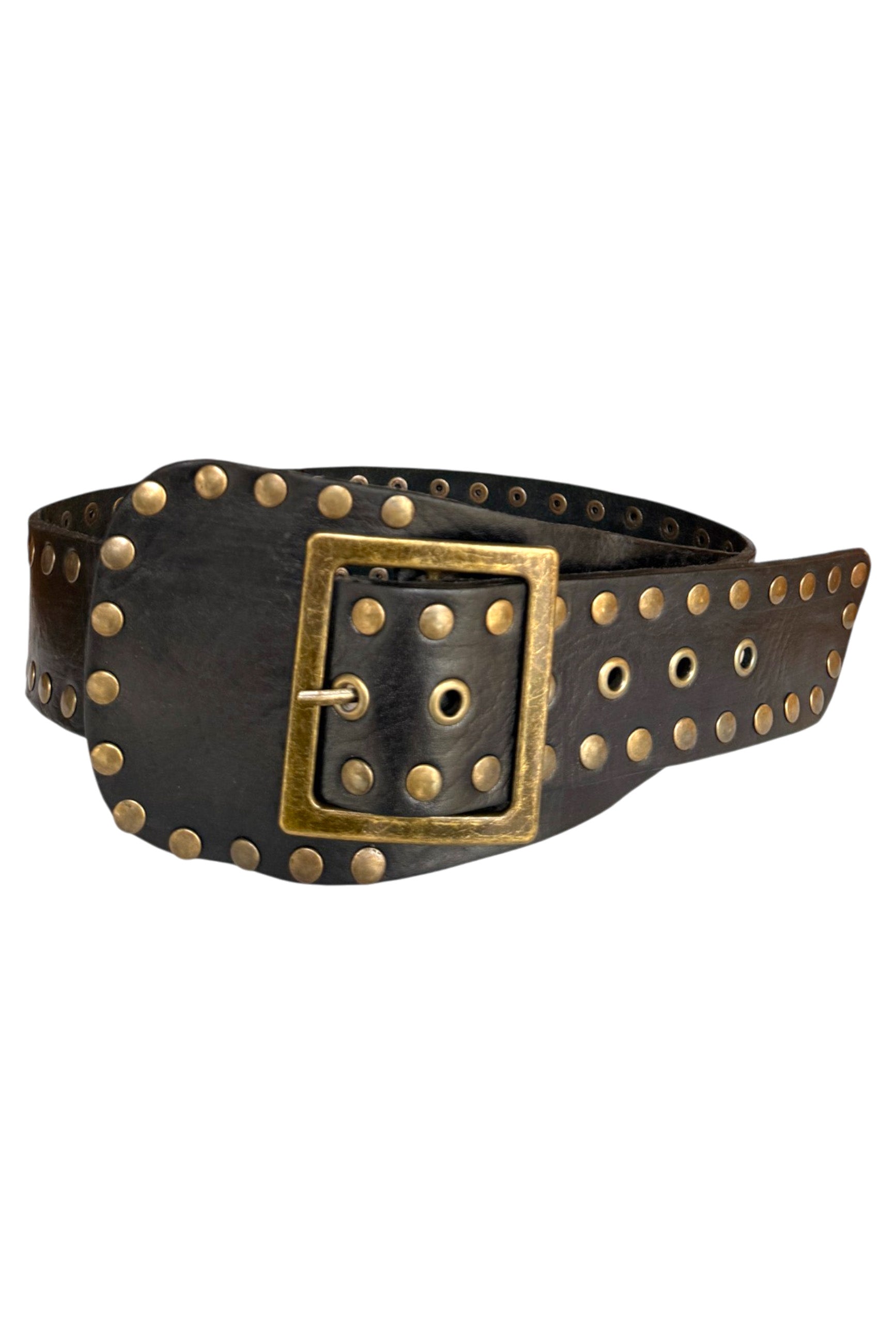 Leather belt black | Golden studs