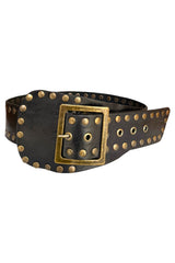 Leather belt black | Golden studs