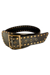 Leather belt black | Golden studs
