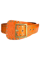 Leather Belt Brown | Golden studs