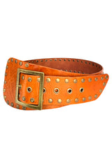 Leather Belt Brown | Golden studs