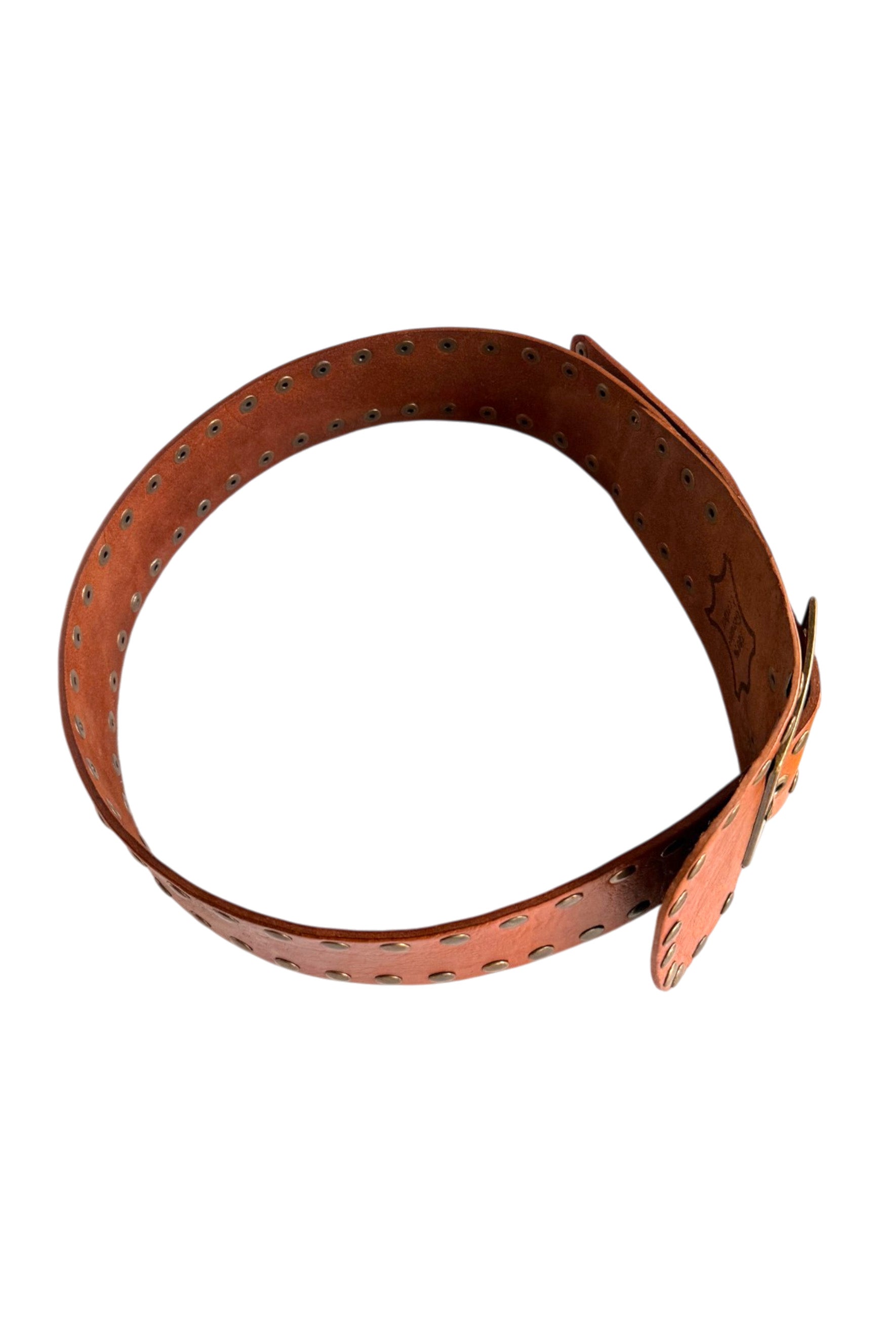 Leather Belt Brown | Golden studs