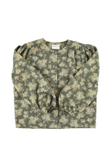 Blouse | Green w/ floral jacquard
