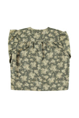 Blouse | Green w/ floral jacquard