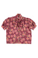 Blouse w/ bow | Bordeaux w/ multicolor flowers