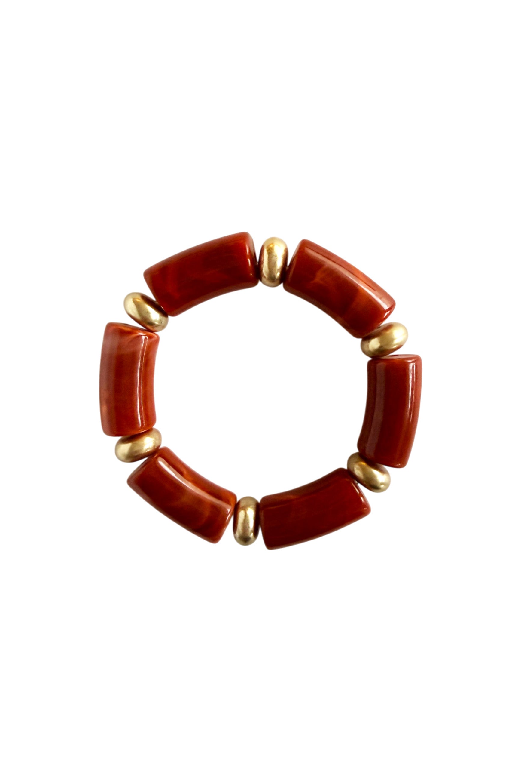Bracelet Gold & Cylindrical | Bordeaux