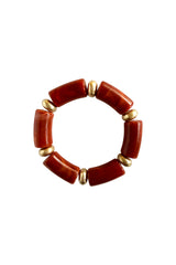 Bracelet Gold & Cylindrical | Bordeaux