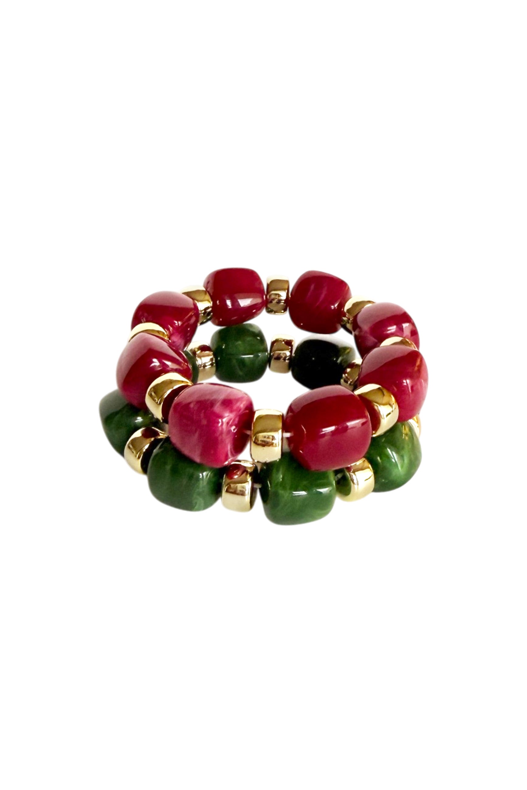 Bracelet Gold & Fuchsia Beads