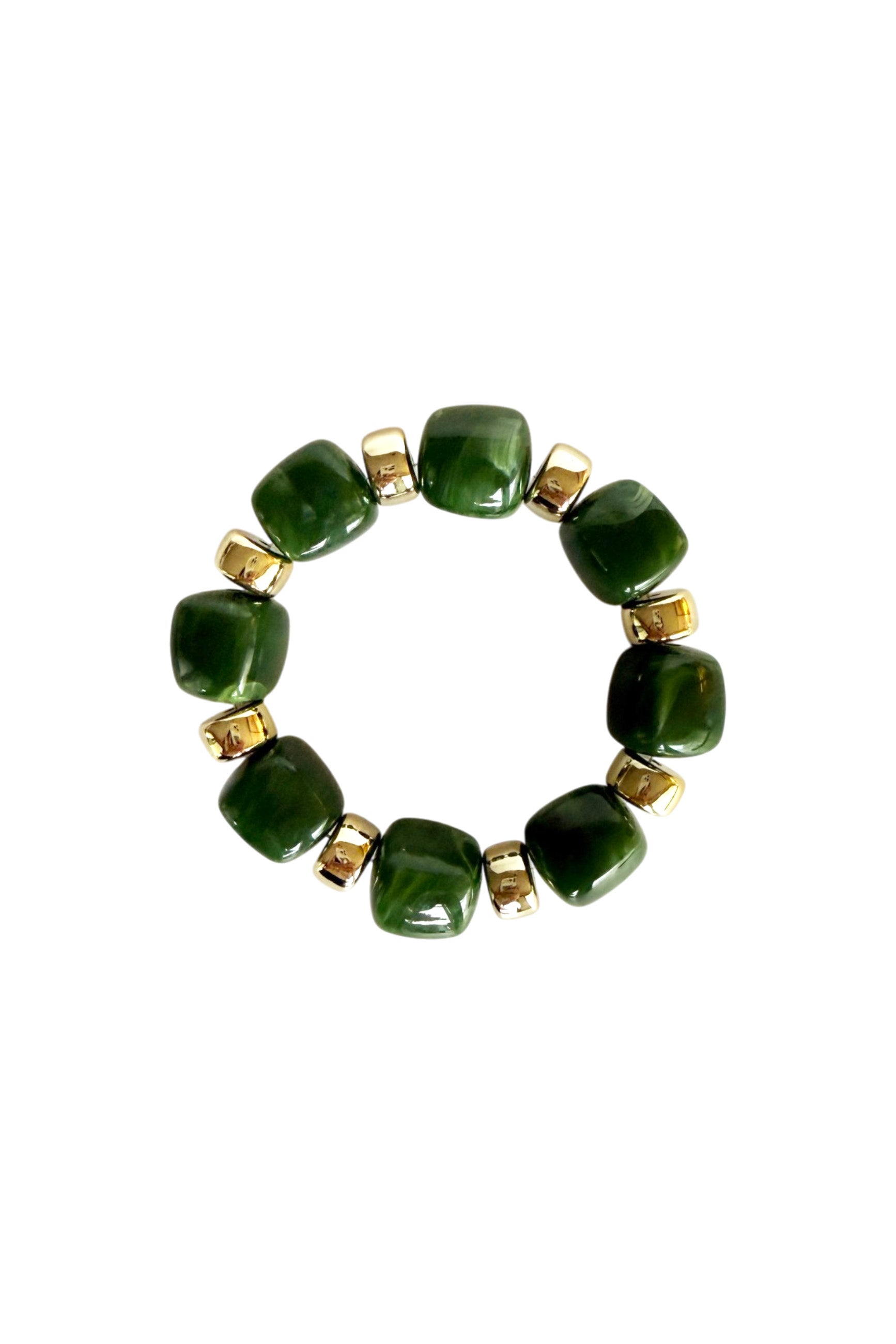Bracelet Gold & Green Beads