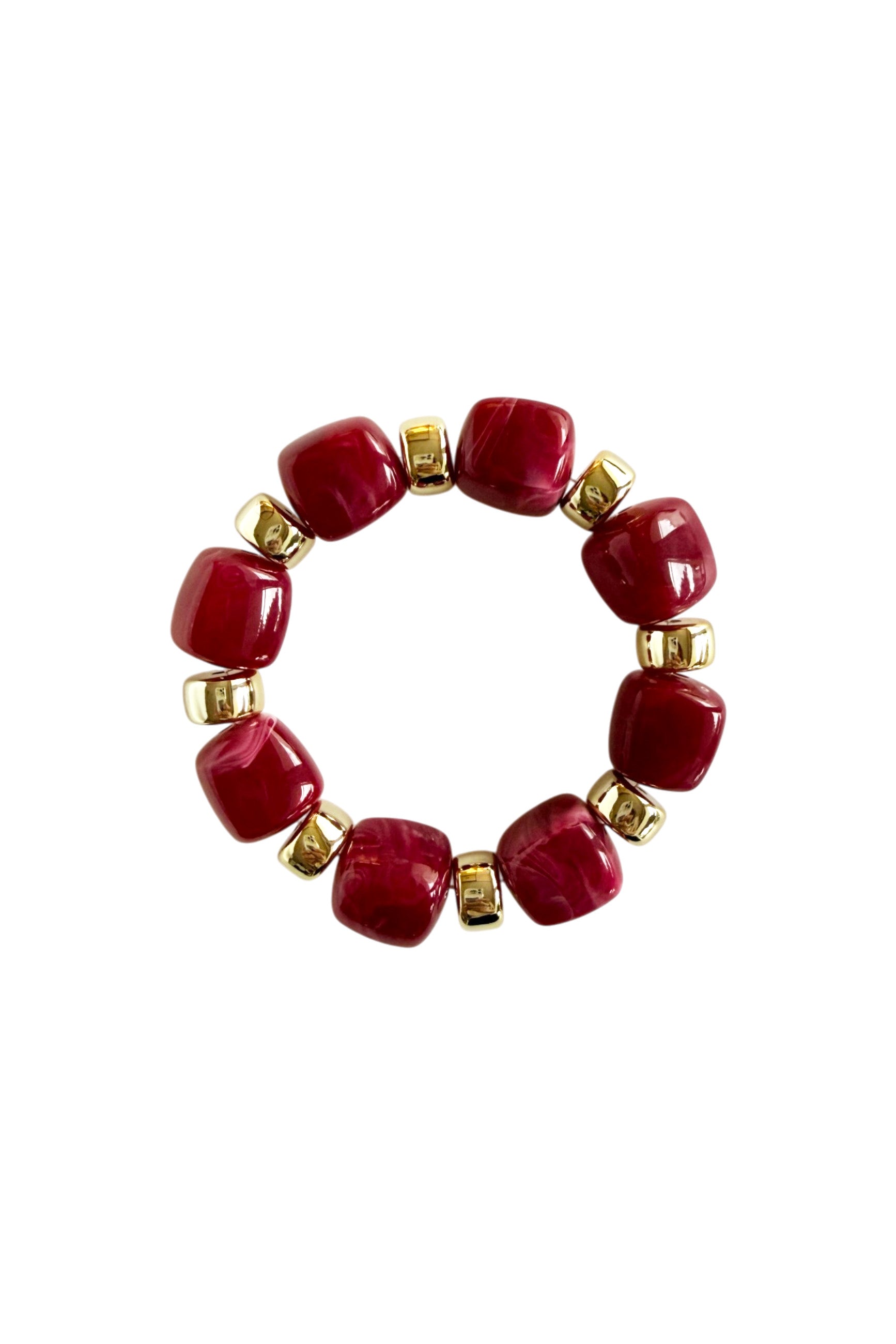 Bracelet Gold & Fuchsia Beads