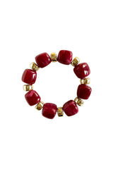 Bracelet Gold & Fuchsia Beads