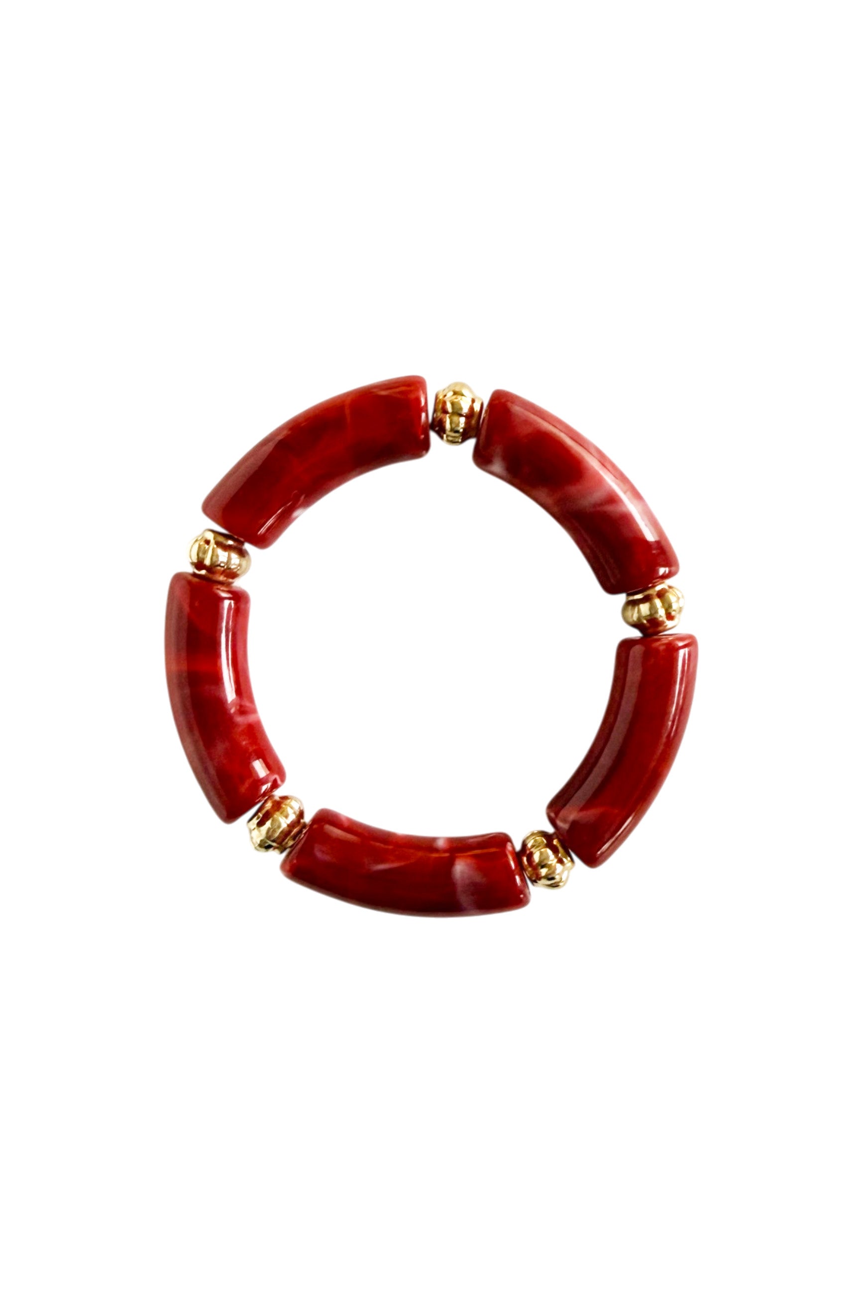 Bracelet Gold & Cylindrical | Red