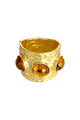 Gold Textured Cuff Bracelet with Amber Stones – Open Bangle
