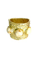 Gold Textured Cuff Bracelet with White Stones – Open Bangle