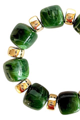 Bracelet Golden & Green Beads