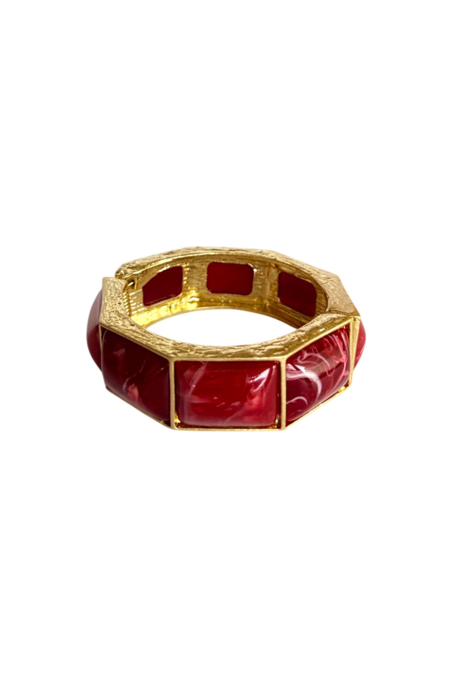 Bracelet Golden Metal & Bordeaux